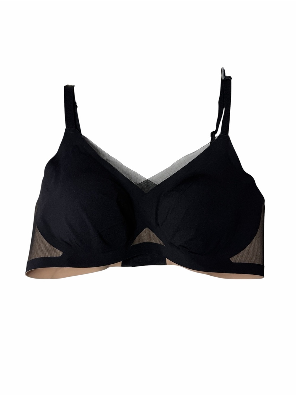 Honey Love Womens Size Large Black & Nude Crossover Wirefree Wireless Bra